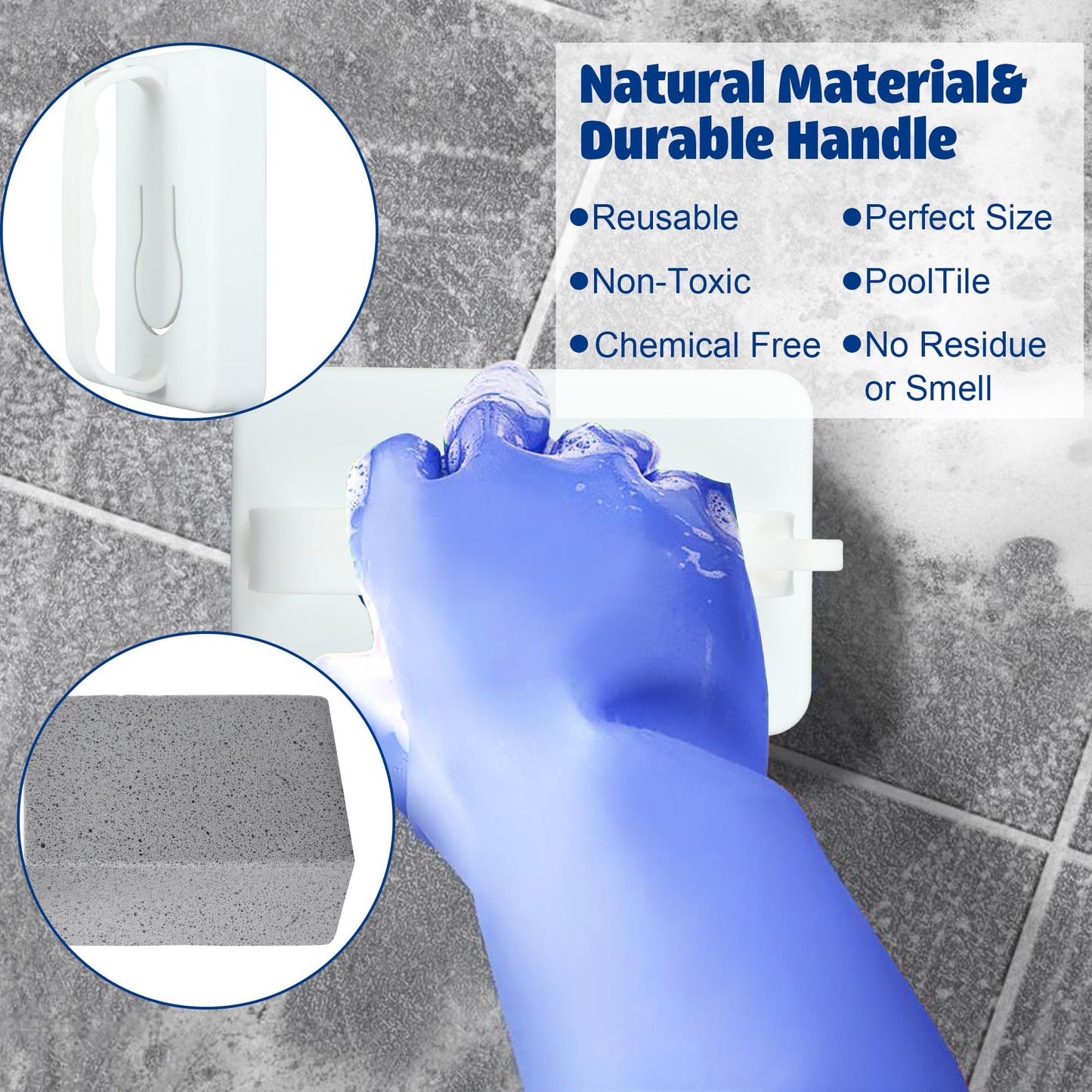 6 PCS Hand-Held Pool Pumice Stones Swimming Pumice Pool Tile Stone Replacement Pools Cleaning Block with Handle for Spa Tile Grout Concrete Cleaning