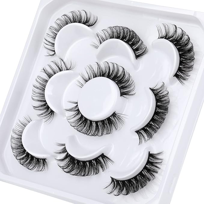 False Lashes Russian Strip Lashes DD Curly False Eyelashes Natural Look Fluffy Fake Eyelashes Pack