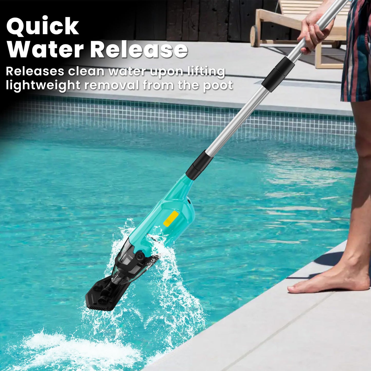 EFURDEN Pool Vacuum for Above Ground Pool, Cordless Handheld Rechargeable Pool Cleaner with Running Time Up to 60 Minutes for Sand and Debris, Ideal for In-Ground Pools, Spas, and Hot Tubs (Green)