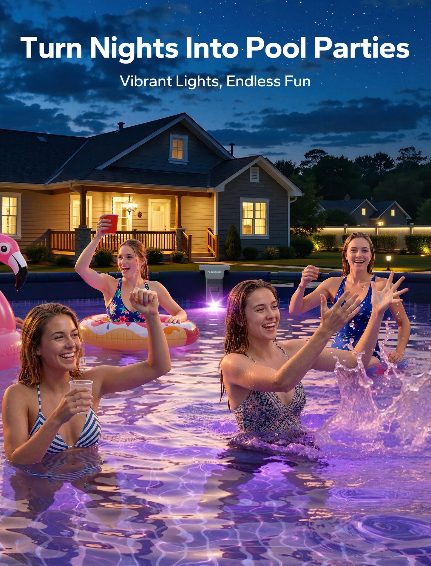 Solar Pool Lights for Inground & Above Ground Pool, 10-Color 4-Mode LED Pool Lights, Underwater Swimming Pool Lights with Timer, Submersible Pool Lights with Remote, Waterproof Design (Black, 1 Pack)