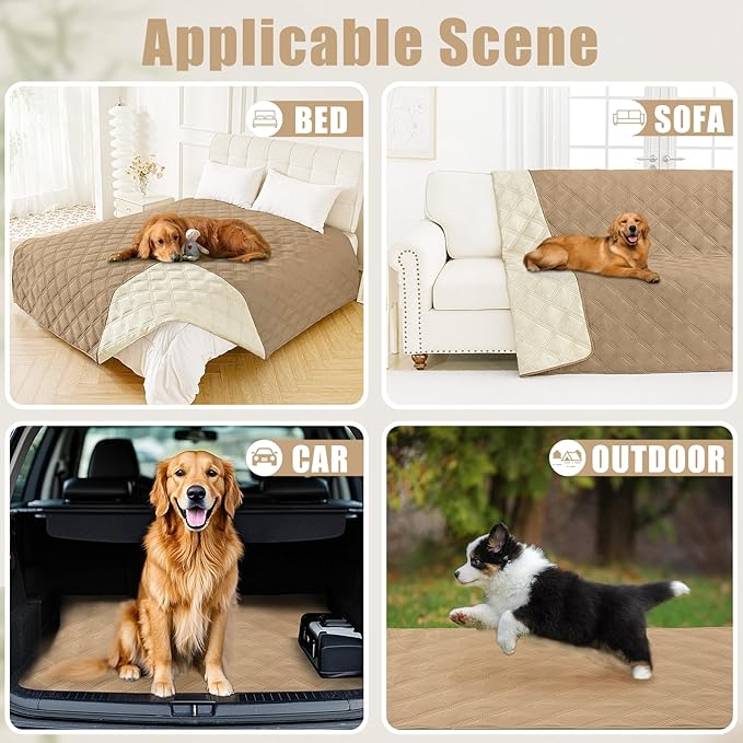 Smiry Waterproof Dog Bed Cover Blanket 40x80, Soft Reversible Pet Blanket, Washable Leakproof Cats Dogs Couch Cover for Sofa, Couch, Furniture, Camel/Beige