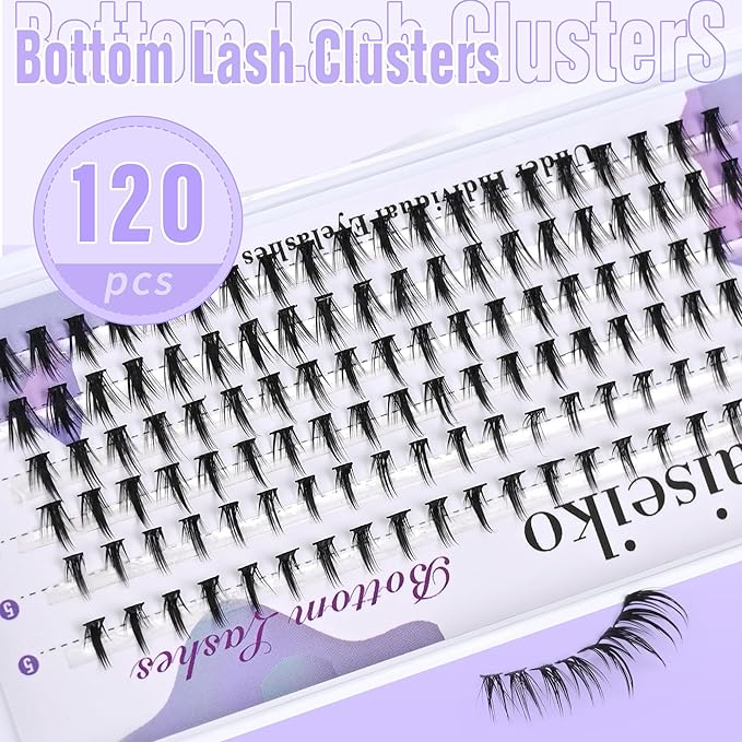 Bottom Lash Clusters DIY Lash Extension Lower Individual Lashes 120pcs Wispy Natural Look Lower Eyelash Clusters Short Individual Cluster Lashes Manga Bottom Cluster Lashes 5-7mm