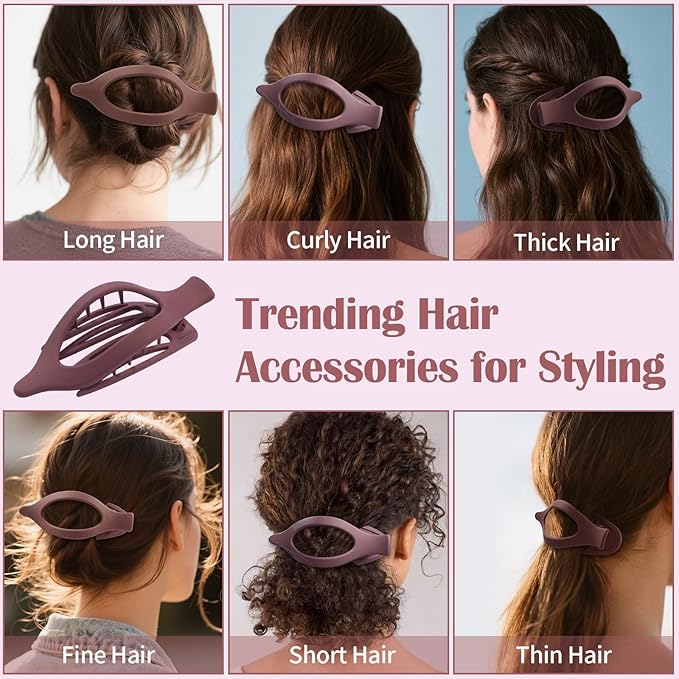 9 Pack Flat Hair Clips for Women, Matte Claw Clips for Thick & Thin Hair (Purple)