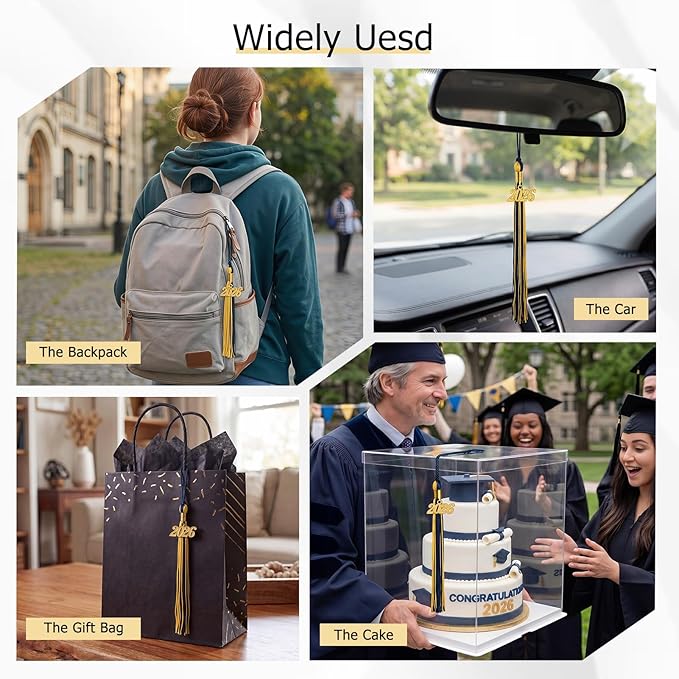 GraduationMall Single&Multiple Color Graduation Tassel with 2026 Year Charm 9"