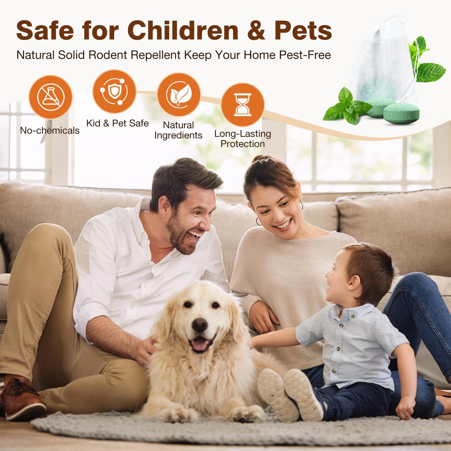 Rodent Mouse Repellent, Peppermint Oil Rat & Mice Repellent, Natural Moth Balls for Rodents Deterrent, Safe for Pets & Humans, Indoor & Outdoor Use, Keep Rodents Away from Garden & Home 24 Pack