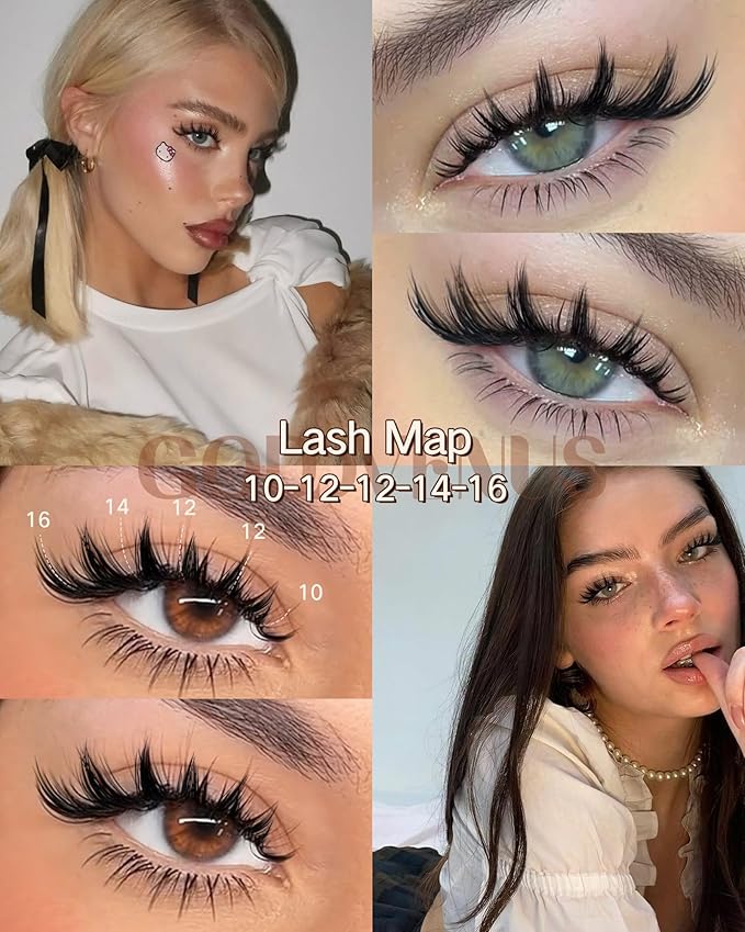 Goddvenus Wispy Bunny Manga Lash Clusters, Natural Cluster Eyelash Extensions, DIY Lash Extension at Home for Dolly Anime Look, Fairy Individual Lashes Clusters