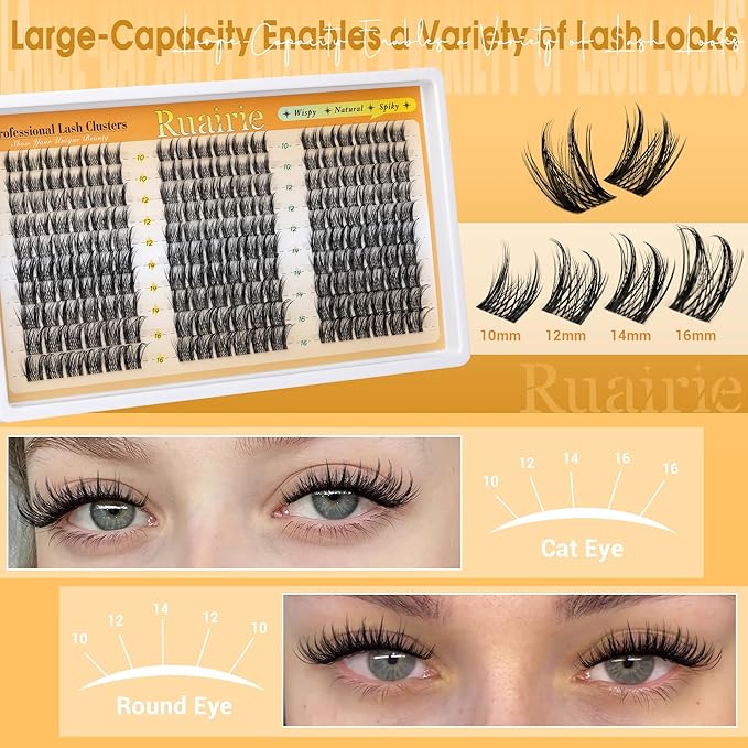 Manga Lash Clusters Fairy Natural Cluster Eyelash Extensions Wispy Lash Extensions Anime Eyelash Clusters 180PCS Individual Lash Extensions C Curly DIY Lashes Clusters by Ruairie