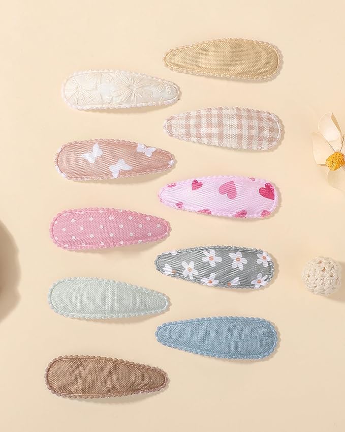 doboi 20Pcs Toddler Hair Clips Hair Barrettes Baby Girls Hair Bows Clips Floral Print Non Slip Snap Hairpins Flower Hair Clips for Girls Kids Toddler Hair Accessories