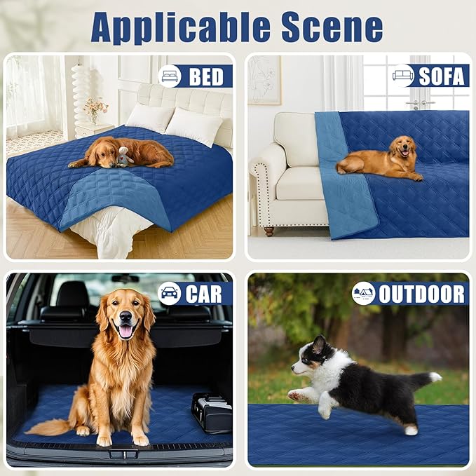Smiry Waterproof Dog Bed Cover Blanket 82x120, Soft Reversible Pet Blanket, Washable Leakproof Cats Dogs Couch Cover for Sofa, Couch, Furniture, Navy/Blue