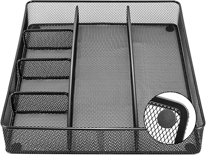 Amazon Basics Mesh Drawer Organizer, Black | Pack of 4
