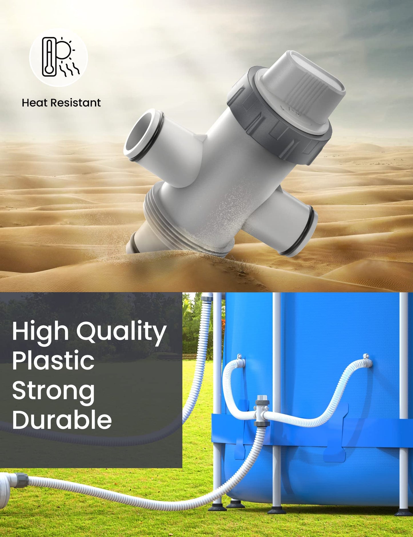 POOLHACKER Dual Split Hose Plunger Valve, Above Ground Pool Parts, Pool Accessories and Replacement Parts for Coleman