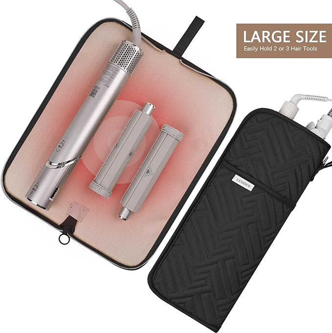 Hair Tool Organizer Heat Resistant Mat for Flat Iron Case Hot Tools Curling Iron Holder Hair Tools Travel Bag for Straightener Brush Pad Pouch Hairstylist Essentials(Black)