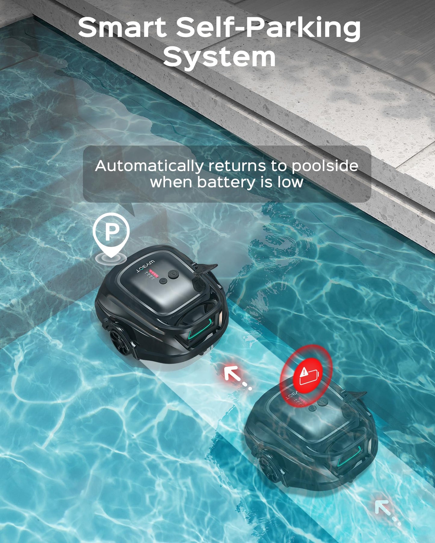 [2026 New] WYBOT A1 Robotic Pool Cleaner – Dual-Layer Filtration, 120-Min Runtime, Powerful Cordless Pool Vacuum for Above-Ground & Flat Pools, Efficient Debris Removal & Auto-Parking Design