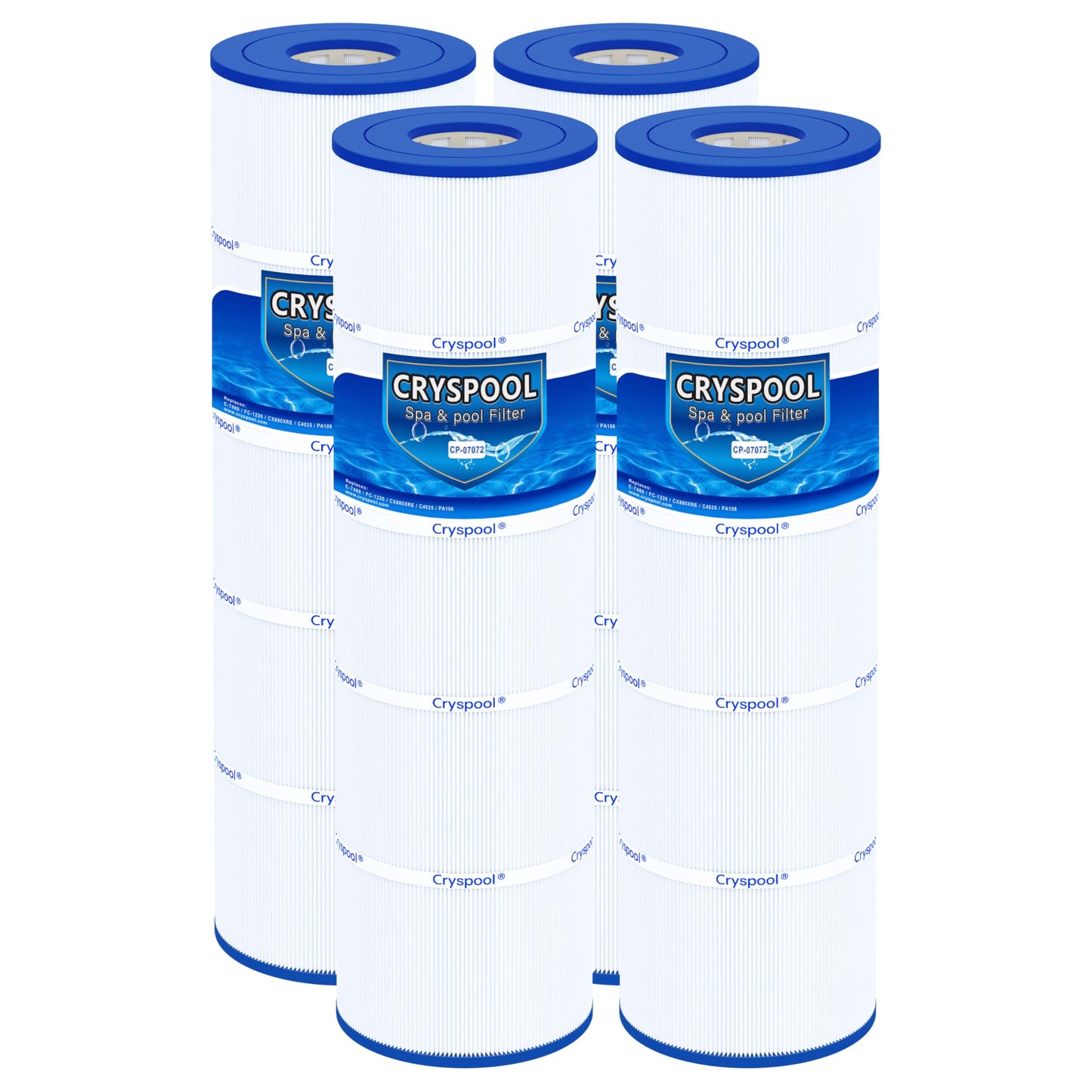 Cryspool® 07072 Filter Compatible with CX880XRE, SwimClear C4030, C4025, C4020, PA106-PAK4, C-7488, FC-1226, 4×106 Sq. Ft Pool Filter Cartridge, 4 Pack