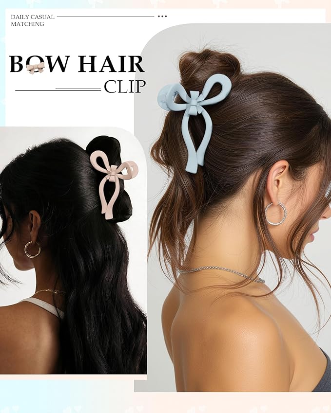 4 PCS Bow Hair Clips for Women Bow Claw Clip 5" Extra Large Hair Claw Clips for Thick and Long Hair Cute Bows Big Clip