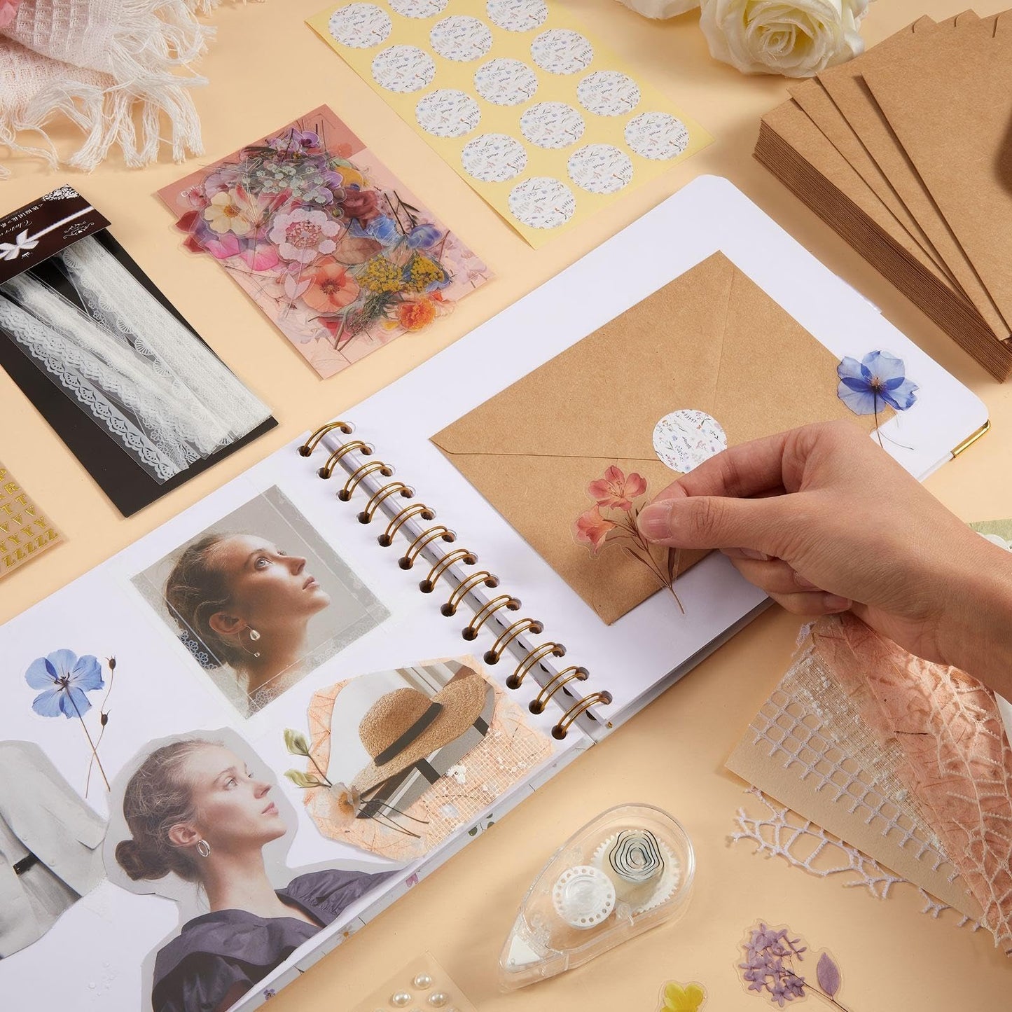 Humyoun Wedding Guest Book Letters to The Bride Scrapbook Wedding Memory Book Bridal DIY Blank Paper Scrapbook Photo Album Guest Sign with Pearl Stickers(8.5 x 7 Inch,Wildflower,Colorful)