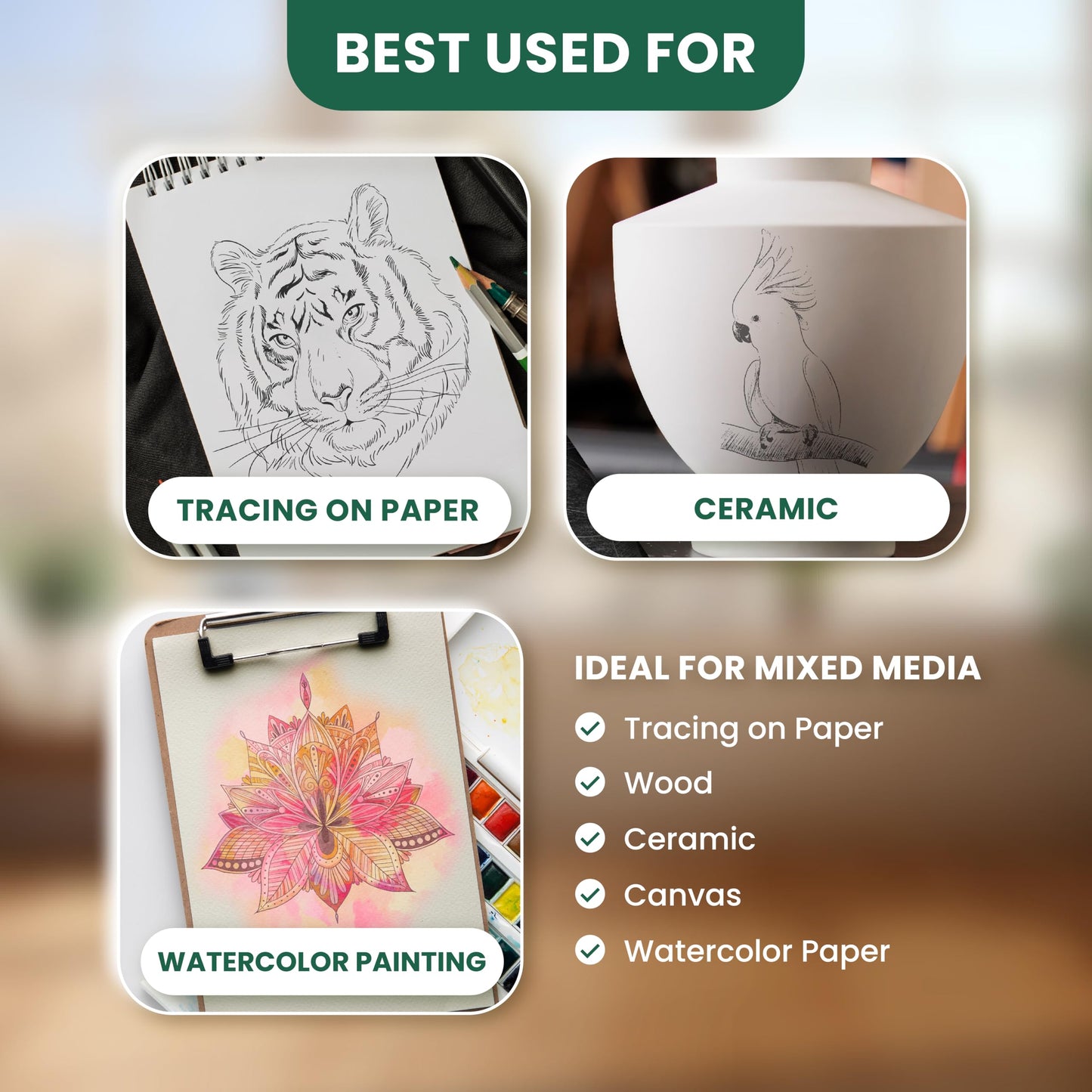 MyArtscape Graphite Transfer Paper, 20 Black Sheets - Wax Free - Erasable - Smudge-Free - Ideal for Drawing, Tracing and Watercolor Transfer - Premium Arts and Crafts Supplies