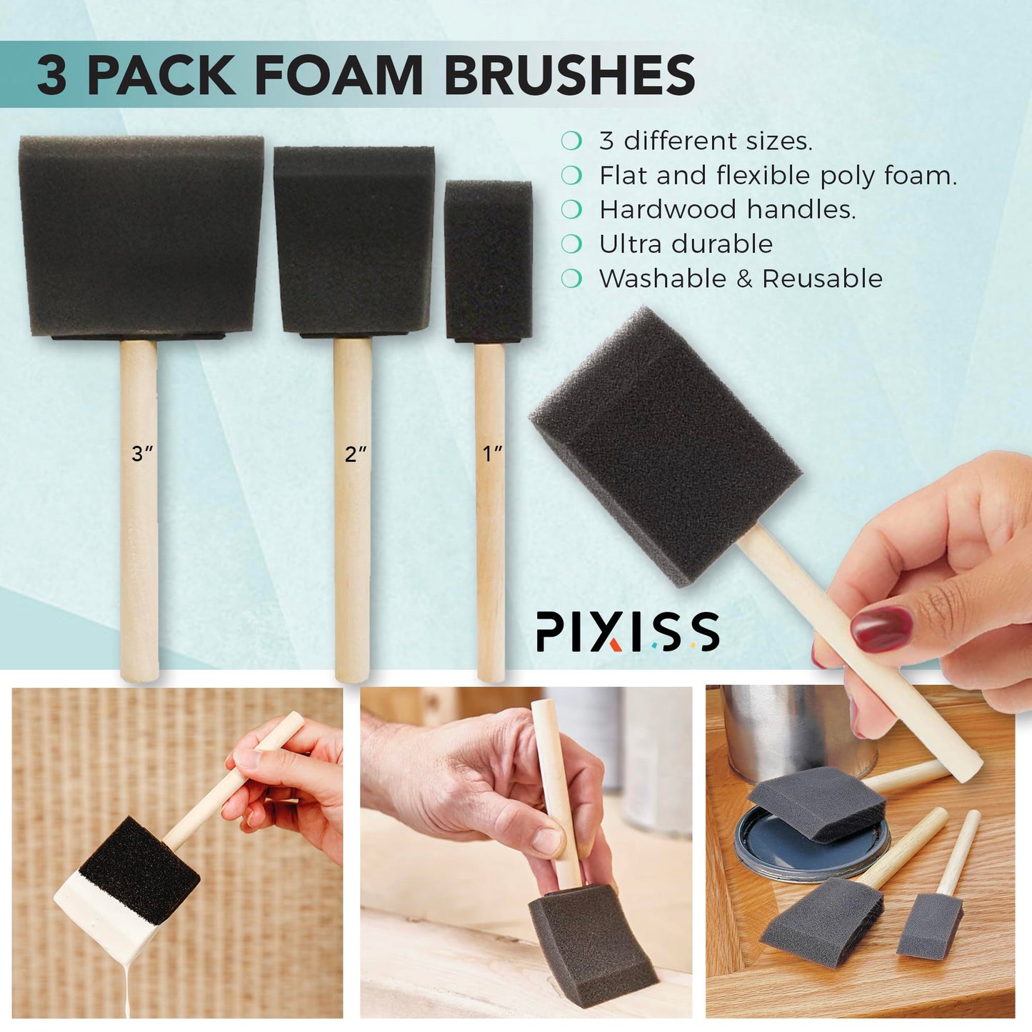 Mod Podge Decoupage Starter Kit, Gloss and Matte Medium with 3 Pixiss Foam Brushes, Waterproof for Puzzles, Wood and More