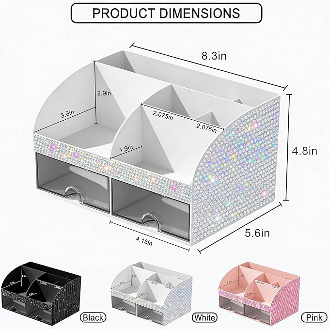 COMFYROOM Makeup Organizer, Bathroom Organizer (Bling White)