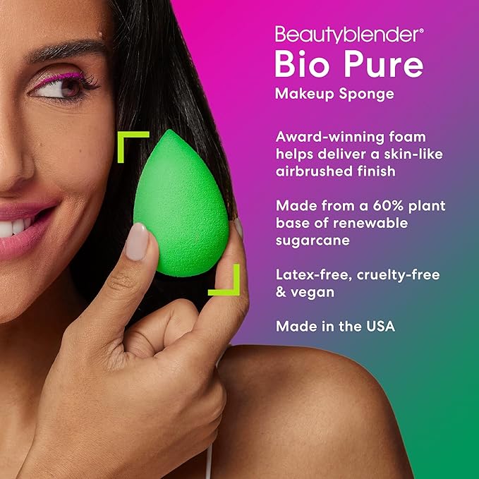 Beautyblender® Bio Beauty Blender Makeup Sponge, Super-Soft Foam Easily Blends Foundations, Powders & Creams, Made in USA, Reusable, Washable, Streak Free Application