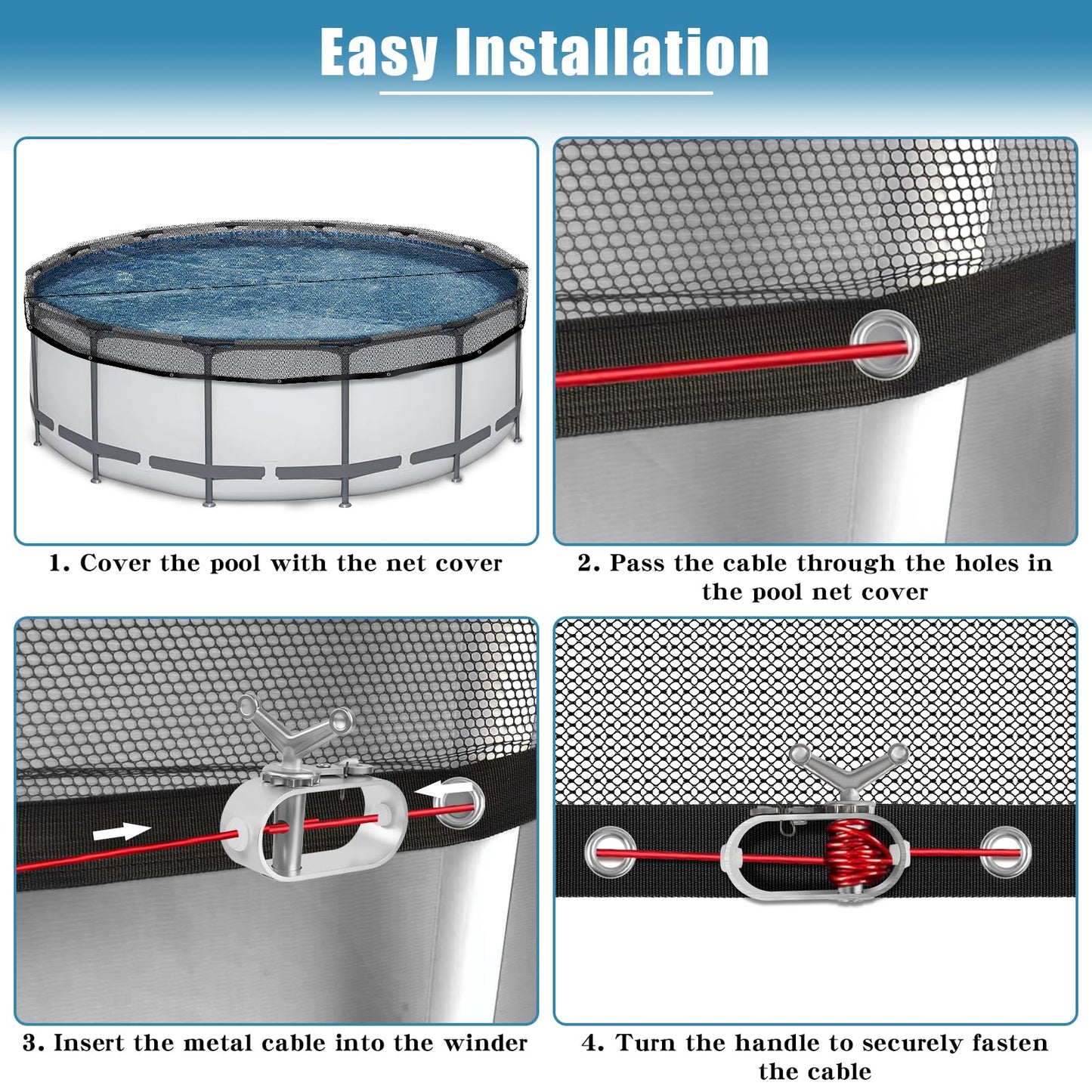 21 FT Pool Leaf Net Cover for Above Ground Pools, Ultra-Fine 0.15’’ Mesh Pool Cover with Winch & Cable, Pool Leaf Cover Prevents Leaves and Debris from Entering Pool