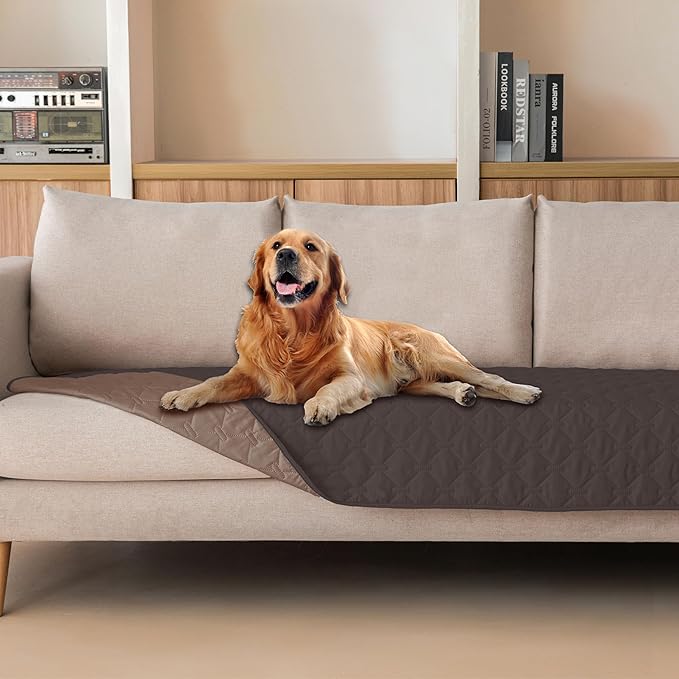gogobunny 100% Double Sided Waterproof Dog Blanket Soft Pet Bed Cover Reversible Protect Furniture Couch Sofa Car for Puppy Large Dog Cat (Dark Coffee/Light Coffee, 30x90 Inch (Pack of 1))