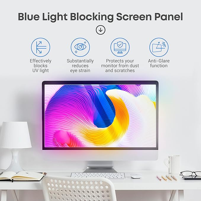 VINTEZ 23.6 inch Blue Light Blocking Screen Protector Panel for 16:9 Widescreen Computer Monitor and Laptop - PC Anti-UV Eye Protection Filter Film - Anti-Scratch Diagonal Frame Shield [1 Pack]