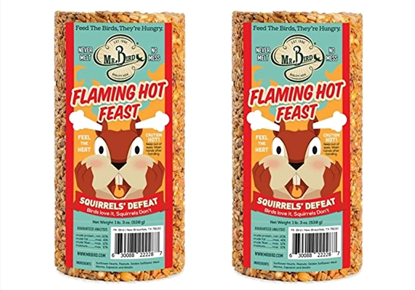 2-Pack of Mr. Bird Flaming Hot Feast Small Cylinder 19 oz.