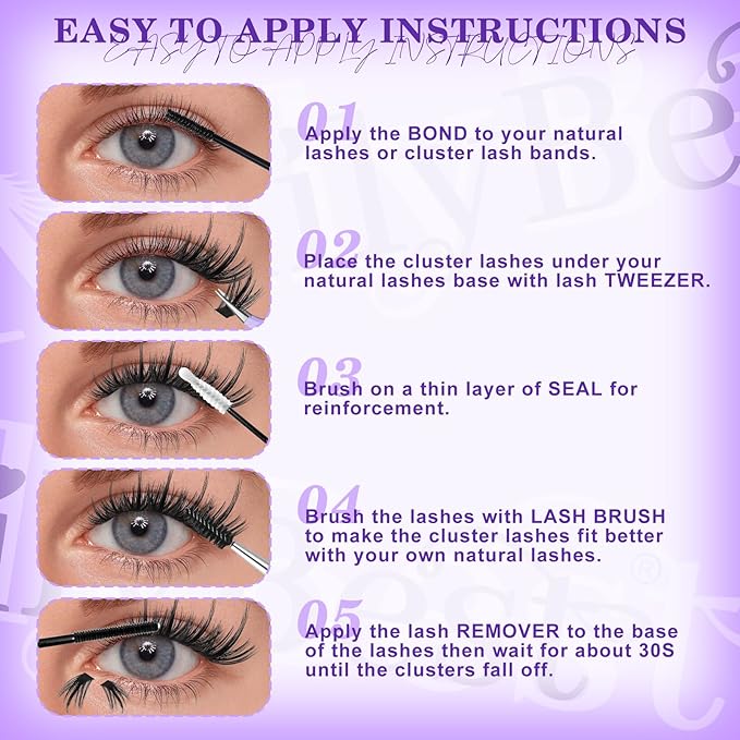 MilyBest 3 Styles Lash Clusters Kit Manga 636Pcs Eyelash Clusters Wispy Lashes Clusters D Curl Individual Cluster Lashes Natural 10-18mm False Eyelashes with Bond&Seal Spiky Lash Packs for Beginners