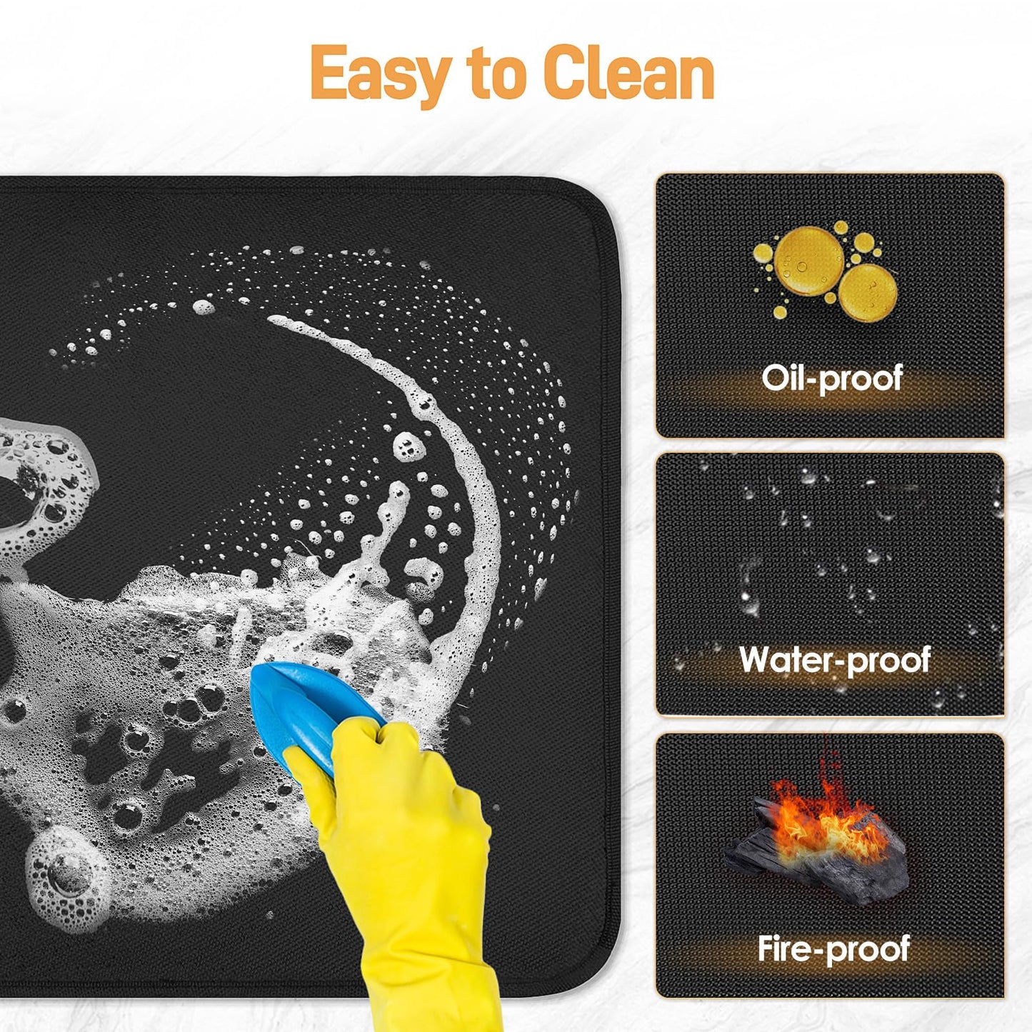 Amerbro Heat Resistant Mats for Countertop - Fireproof 16x20in Heat Resistant Mats for Air Fryer - Kitchen Countertop Protector for Air Fryer, Coffee Maker, Stand Mixer, Toaster, Oven 2PCS - Black