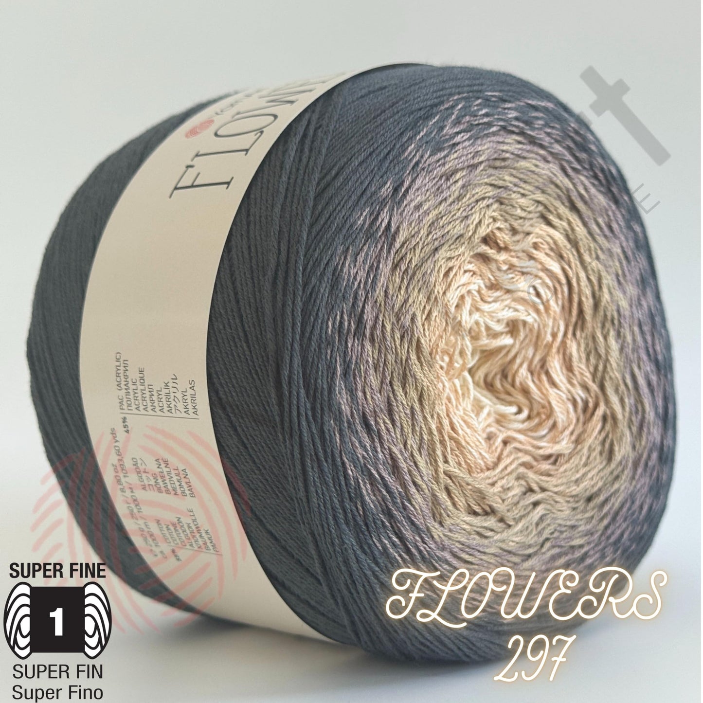 YarnArt Flowers – Gradient Cotton Acrylic Blend, 250g (8.8 oz), 1094 yds, Lightweight Sport Yarn for Crochet, Knitting, Shawls, Summer Projects (297)