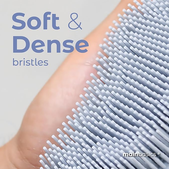 MainBasics Silicone Body Scrubber Dual-Sided Shower Loofah and Massaging Nodes (Frosted Sky, Massage)