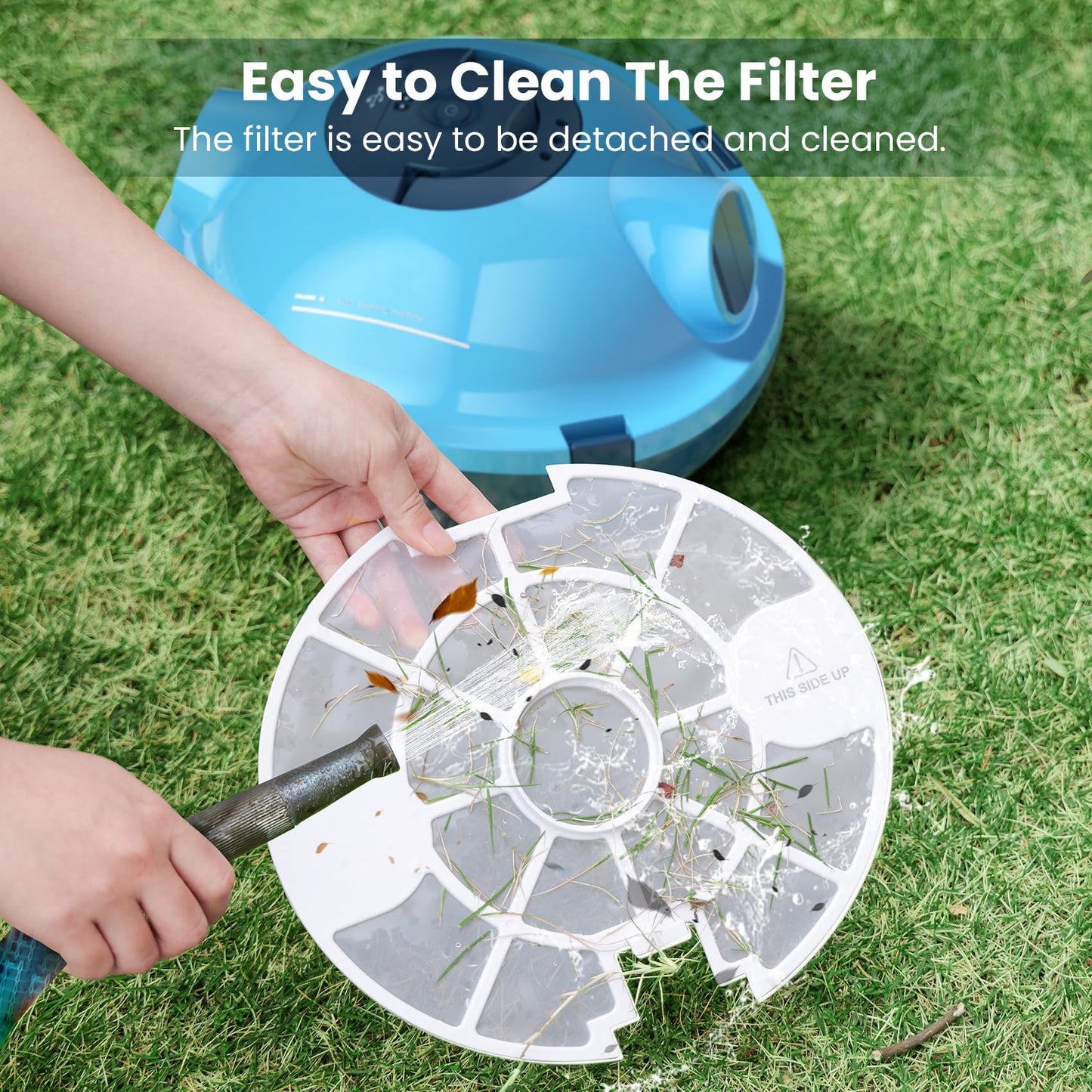 Y10 Cordless Robotic Pool Cleaner, Automatic Pool Vacuum - 90 Mins Runtime, Powerful Suction, Self-Parking, Lightweight for Above/Inground Pools Up to 65ft/1100 Sq.Ft (Navy)