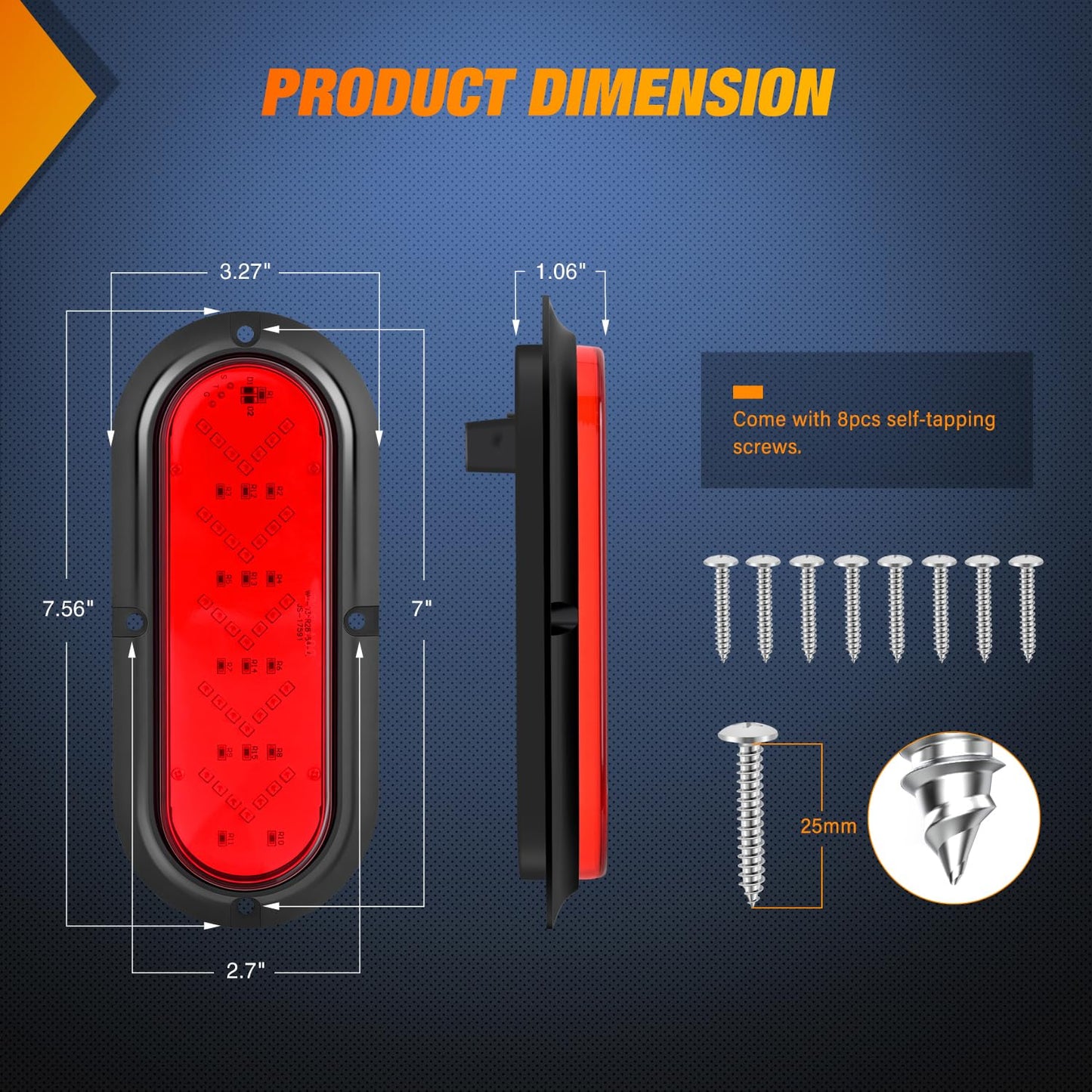 Nilight 6Inch Oval Tail Light 2PCS 35LED Arrow Red Running Stop Brake Lights Surface Mount Waterproof for 12V Caravan Truck RV Camper Trailer Bus
