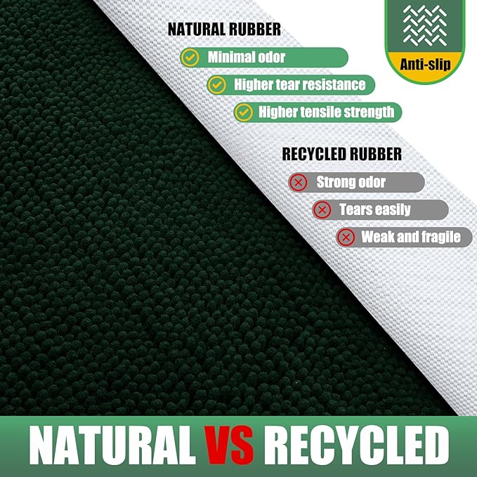 IM HOME Chenille Absorbent Outdoor Doormat 48" x 30", Washable Muddy Door Mats for Dog Non Slip Indoor Doormat Dog Mat for Muddy Paw Front Inside Doormats for Entryway Dark Green