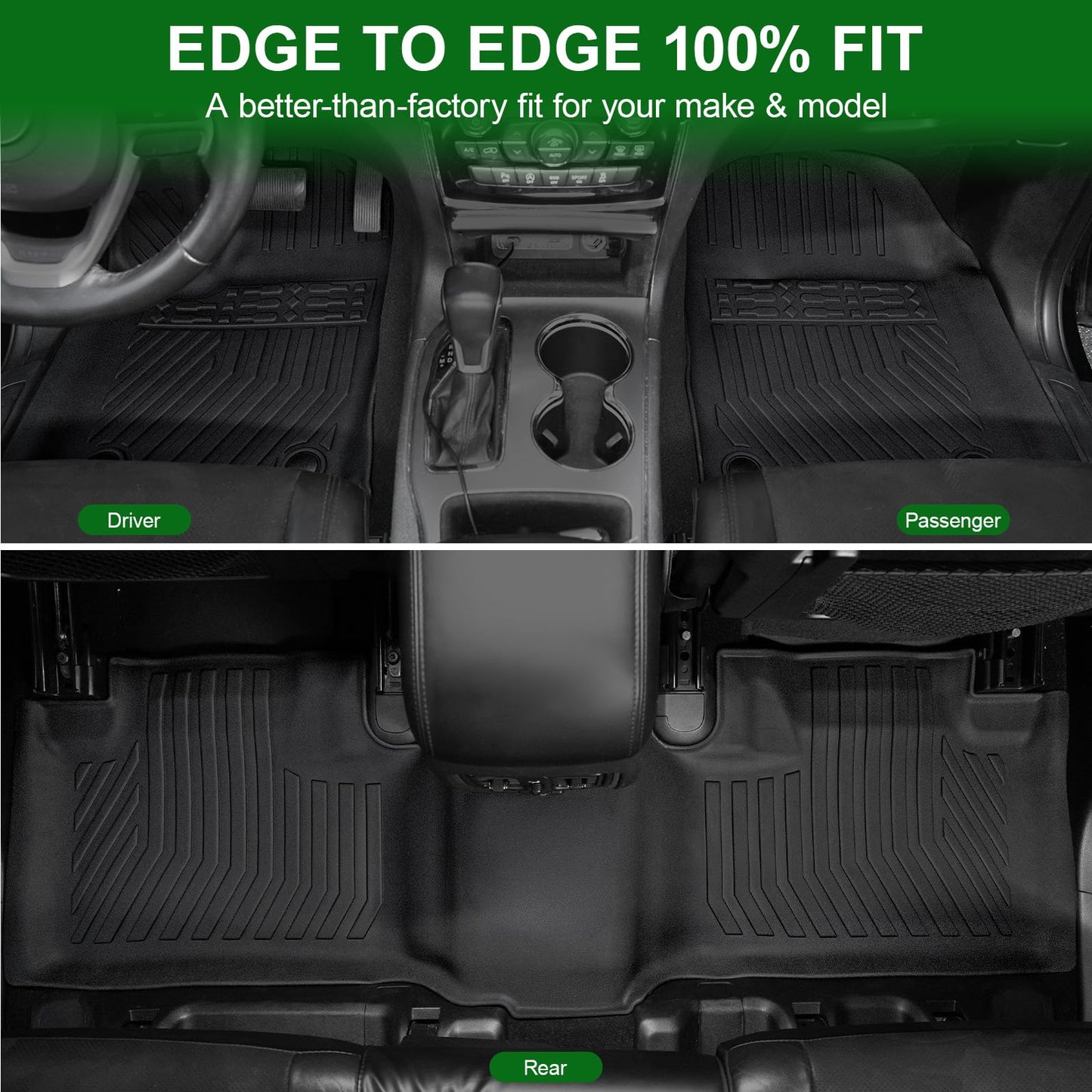 LUMWAY Floor Mats for 2016-2025 2026 Dodge Durango 6-Seater (Only for Bucket Seats), TPE All Weather Durable Floor Liners for Durango Accessories