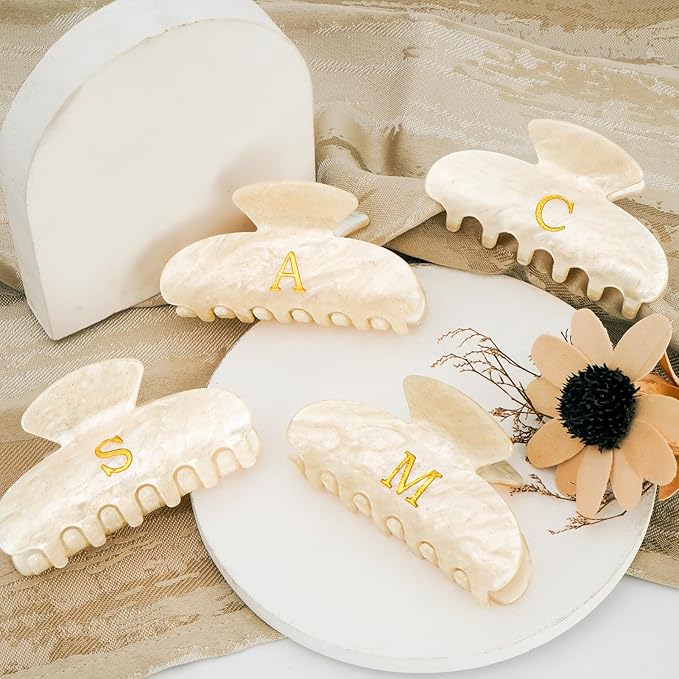 Personalized Birthday Gifts for Daughter,Initial Cute Hair Clips Hair Claws for Women Friends Female Friendship Girlfriend Wife Gifts Idea - Gold,Q