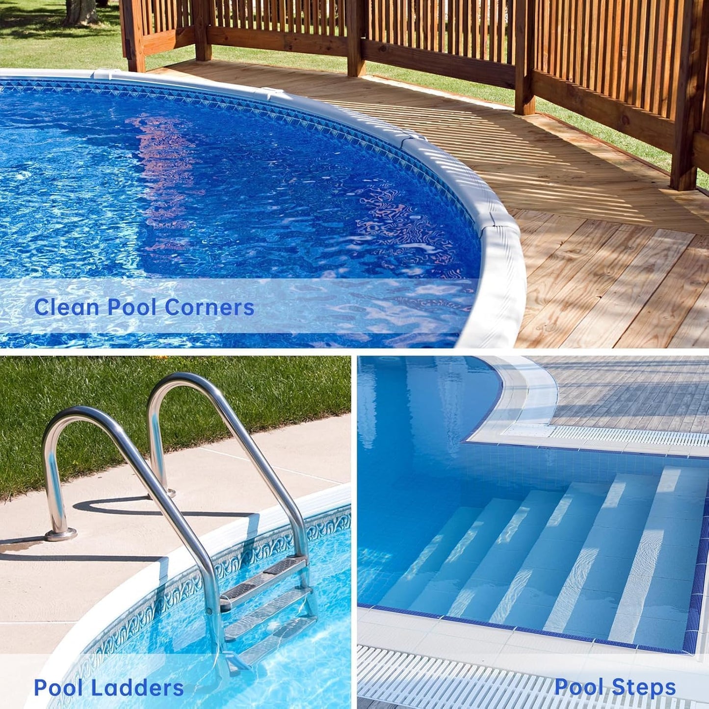 Pool Brush Head | 18" Heavy Duty Floor Brush | Stainless Steel Brush | Metal Pool Scrubber Brush | Wire Bristles & Aluminium Back for Sweep Calcium Buildup, Rust Stains on Concrete