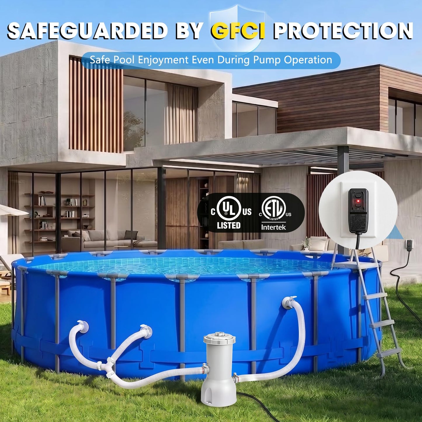 Pool Pump and Filter Above Ground, 1000 Gallon Swimming Filter Cartridge Pumps, Electric Pools Water Pump Filter for Pools Sand Cleaning Tool, 1000 GPH Filters Pumps for Above Ground