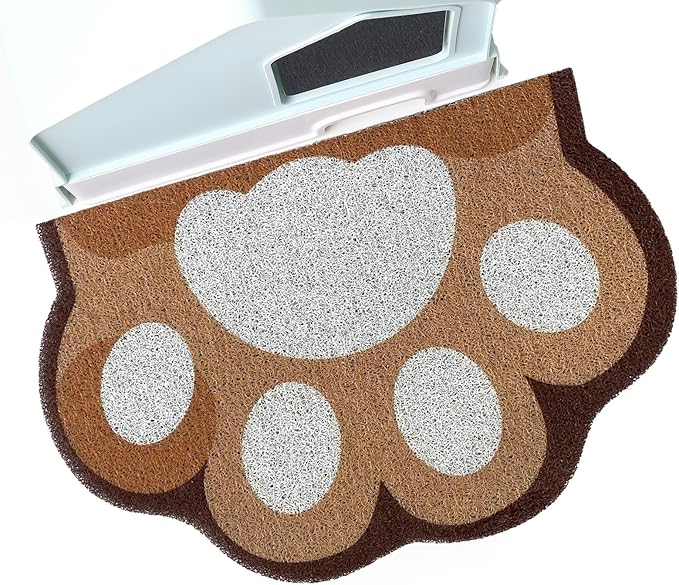 Cute Cat Litter Mat 24”x16”, Litter Box Mat, Litter Trapping Mat, Soft on Kitty Paws, Easy Clean, Anti Slip, Pet Accessories, Door Floor mats - Brown White60*40