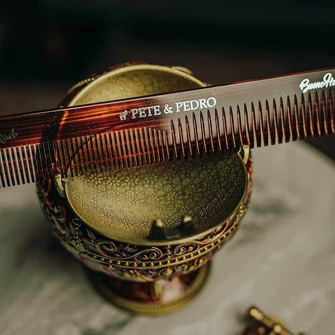 Pete & Pedro Premium Cushion MenÃ¢ÂÂs Styling Hairbrush & Classic Comb Set | 9-Row 8Ã¢ÂÂ Brush & 7Ã¢ÂÂ Retro Hair Comb | Great for Detangling Curly, Straight, Thin & Thick Hair Styles | As Seen On Shark Tank