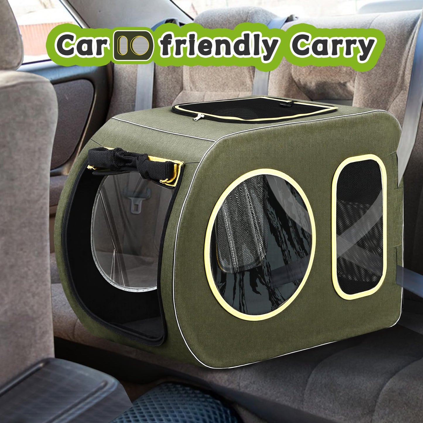 2025 Upgraded Dog Stroller for Large & Medium Dogs，Pet Stroller for 2 Small Dogs, Foldable Jogger Wagon with Detachable Carrier for Car Seat, Adjustable Handle, Up to 90 lbs, Green