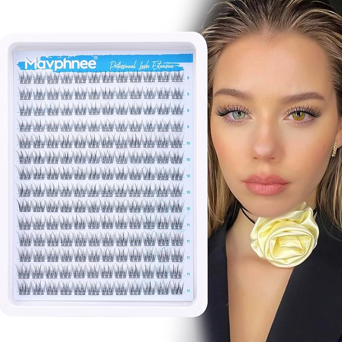 Natural Cluster Lashes CC-Curly 168 Pcs Wispy Lash Extensions 9-11MM Mixed Lengths Eyelash Extension Individuals Self Application DIY at Home by Mavphne