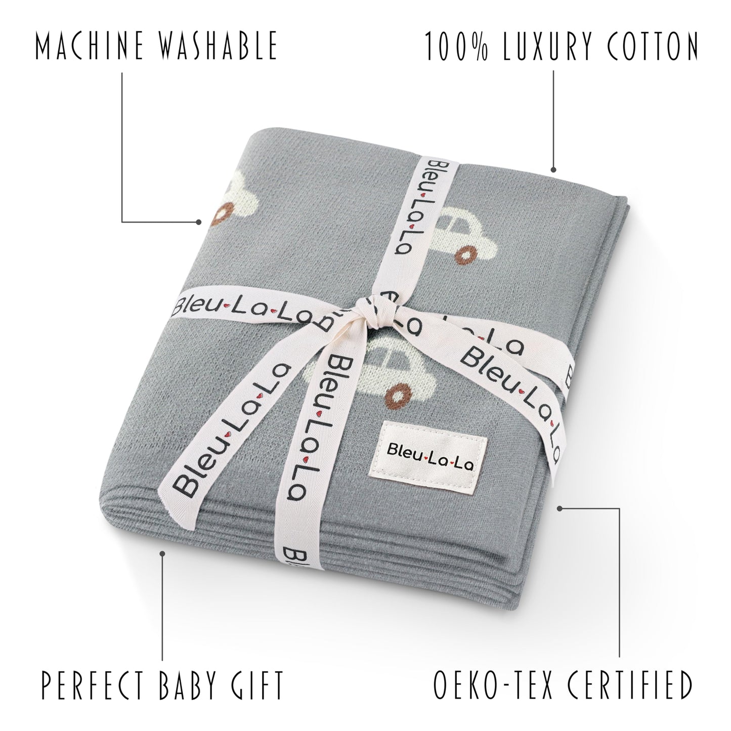 Baby Swaddle Blanket for Boys - 100% Oeko Tex Certified Natural Cotton Buttery Soft Cozy Receiving Swaddle Stroller Blanket for Shower Gift Registry for Newborns, Infants, Toddlers (Cars - Grey)