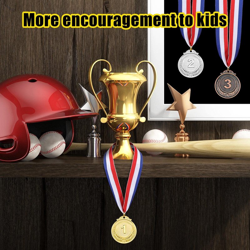 MTLEE 30 Pieces Gold Silver Bronze Award Medals Competition Style Winner Award Medals Metal Medals Prizes with Neck Ribbon for Competitions Party Homework School Bar Costume Parties