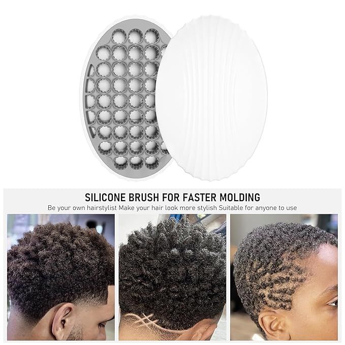 PARAO-Silicone Curling Brush,Magic Wave Afro Comb,Two Sides InterchangeTwist Tool,Hair Curler Brush For Men Women Boy Girl,2-Piece SetÃ¯Â¼ÂGrayÃ¯Â¼Â