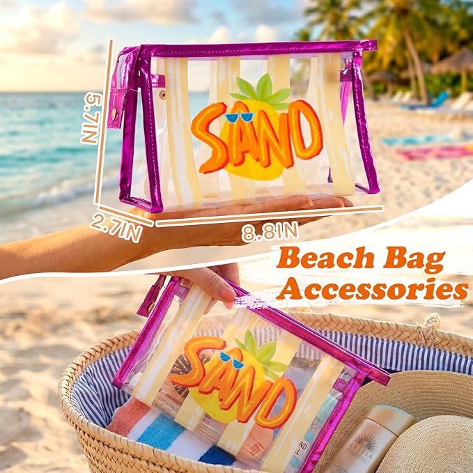 COSHAYSOO Sunscreen Bag Clear Makeup Toiletry Pouch Beach Vacation Essentials for Women Teen Girls Trip Gifts Summer Pool Travel Must Have Accessories Waterproof Stuff