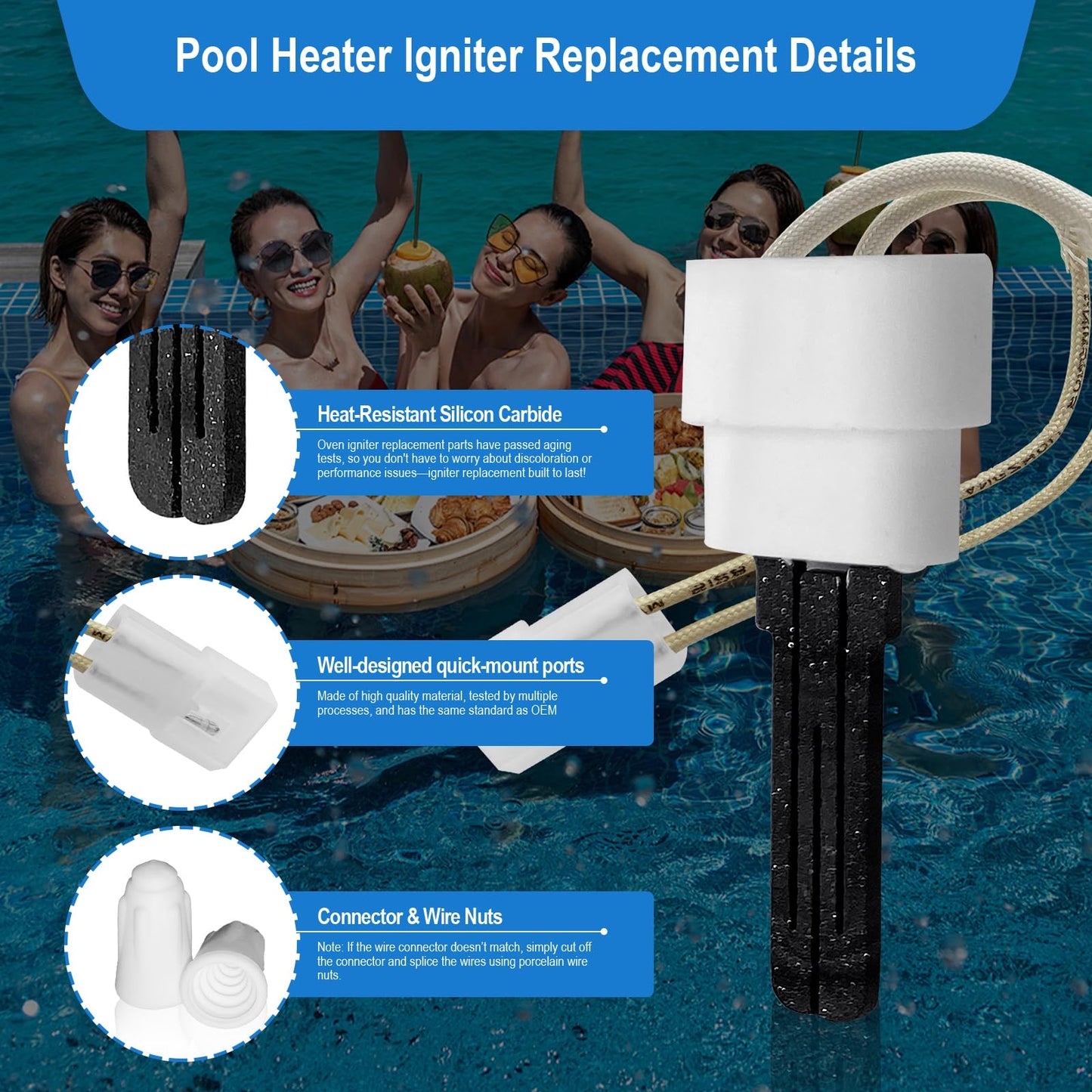 77707-0054 Igniter, Pool Heater Igniter Kit fits for Pentair Sta-Rite Max-E-Therm MasterTemp 200/250/300/400 Pool and Spa Heaters Igniter Replacement.