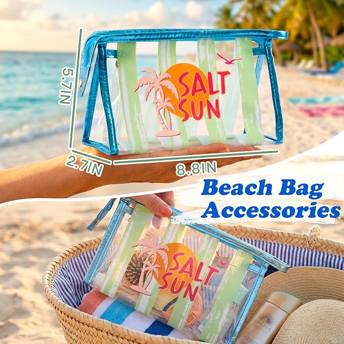 COSHAYSOO Sunscreen Bag Clear Makeup Toiletry Pouch Beach Vacation Essentials for Women Teen Girls Trip Gifts Summer Pool Travel Must Have Accessories Waterproof Stuff