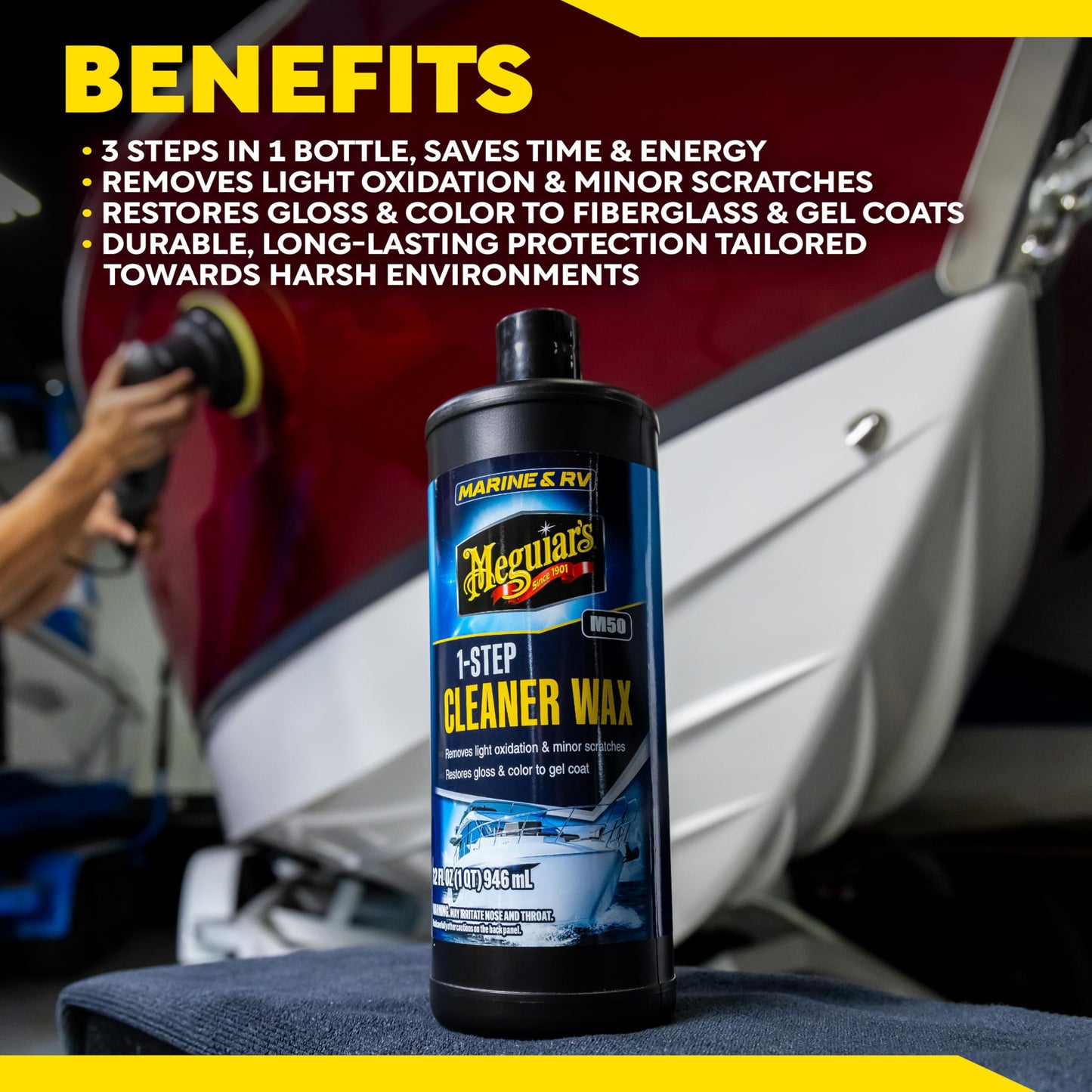 Meguiar's M5032 Marine/RV One Step Cleaner Wax - 32 Oz Bottle